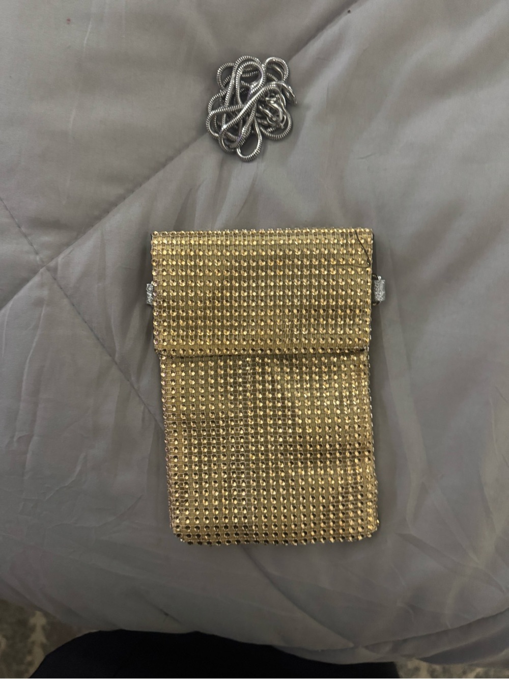 Gold Crystal Mesh Crossbody Bag